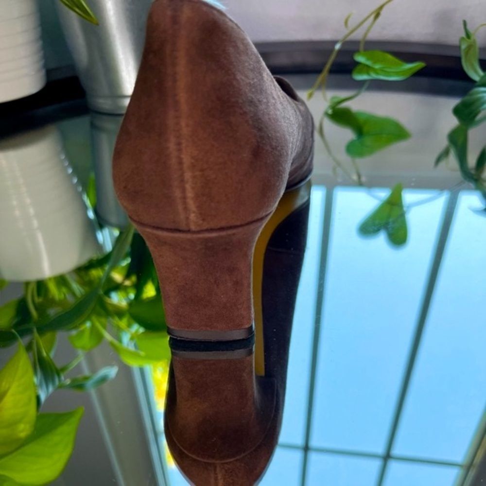 Salvatore Ferragamo Brown Suede Blcok Heeled Shoes Loafers Size 9​​​ - Picture 7 of 15